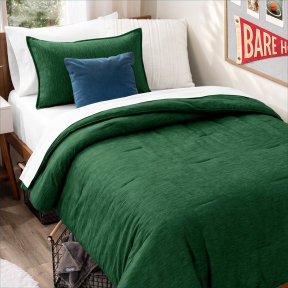 Bare Home Down Alternative Comforter Set - 2-Pieces - All Seasons - Twin/Twin-XL, Heather Forest Green
