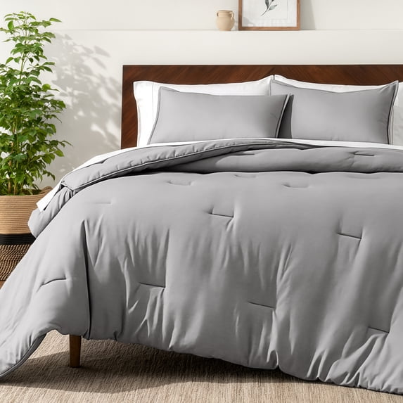 Bare Home Down Alternative Comforter Set - 2-Pieces - All Seasons - Twin/Twin-XL, Light Gray