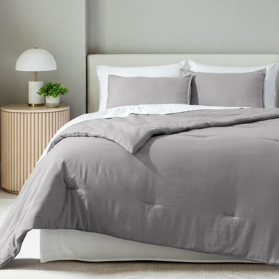 Bare Home Down Alternative Comforter Set - 3-Pieces - All Seasons - California King, Light Gray