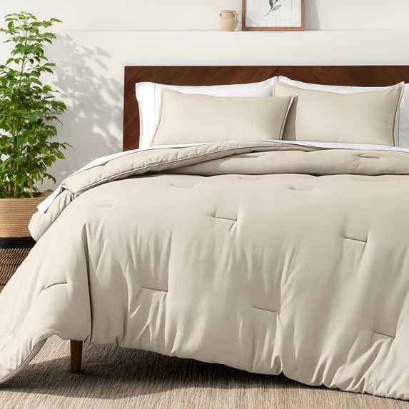 Bare Home Down Alternative Comforter Set - 3-Pieces - All Seasons - California King, Sand