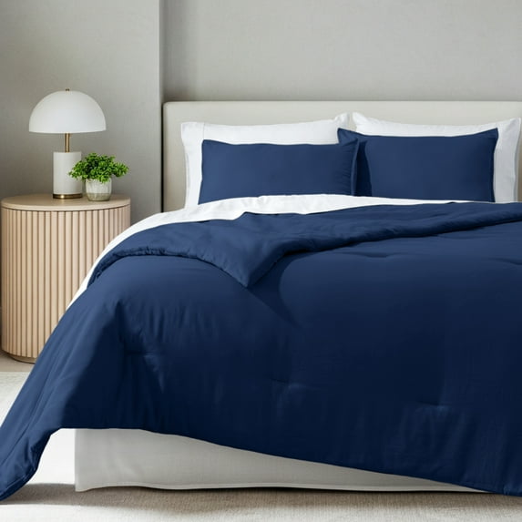 Bare Home Down Alternative Comforter Set - 3-Pieces - All Seasons - Full, Dark Blue
