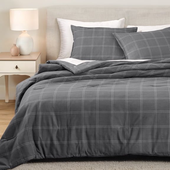 Bare Home Down Alternative Comforter Set - 3-Pieces - All Seasons - Full, Gray/White