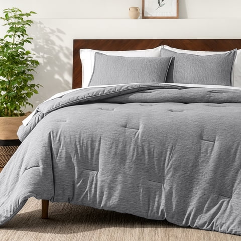Bare Home Down Alternative Comforter Set - 3-Pieces - All Seasons - Full, Heather Charcoal