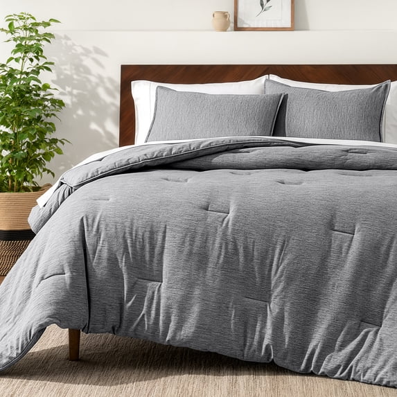 Bare Home Down Alternative Comforter Set - 3-Pieces - All Seasons - Full, Heather Charcoal