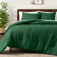 thumbnail image 1 of Bare Home Down Alternative Comforter Set - 3-Pieces - All Seasons - Full, Heather Forest Green, 1 of 5