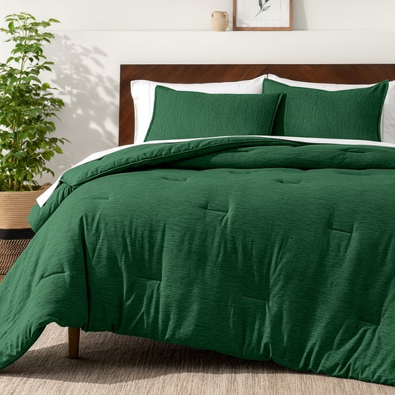 Bare Home Down Alternative Comforter Set - 3-Pieces - All Seasons - Full, Heather Forest Green