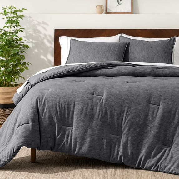 Bare Home Down Alternative Comforter Set - 3-Pieces - All Seasons - Full, Heather Gray