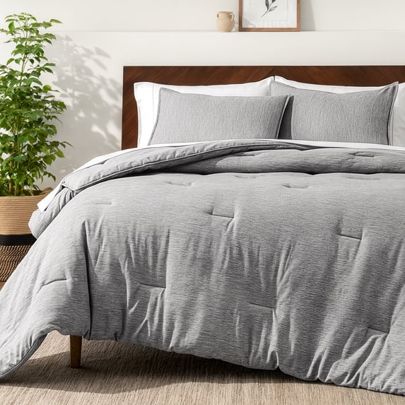 Bare Home Down Alternative Comforter Set - 3-Pieces - All Seasons - Full, Heather Pewter