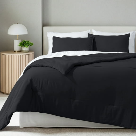 Bare Home Down Alternative Comforter Set - 3-Pieces - All Seasons - King, Black