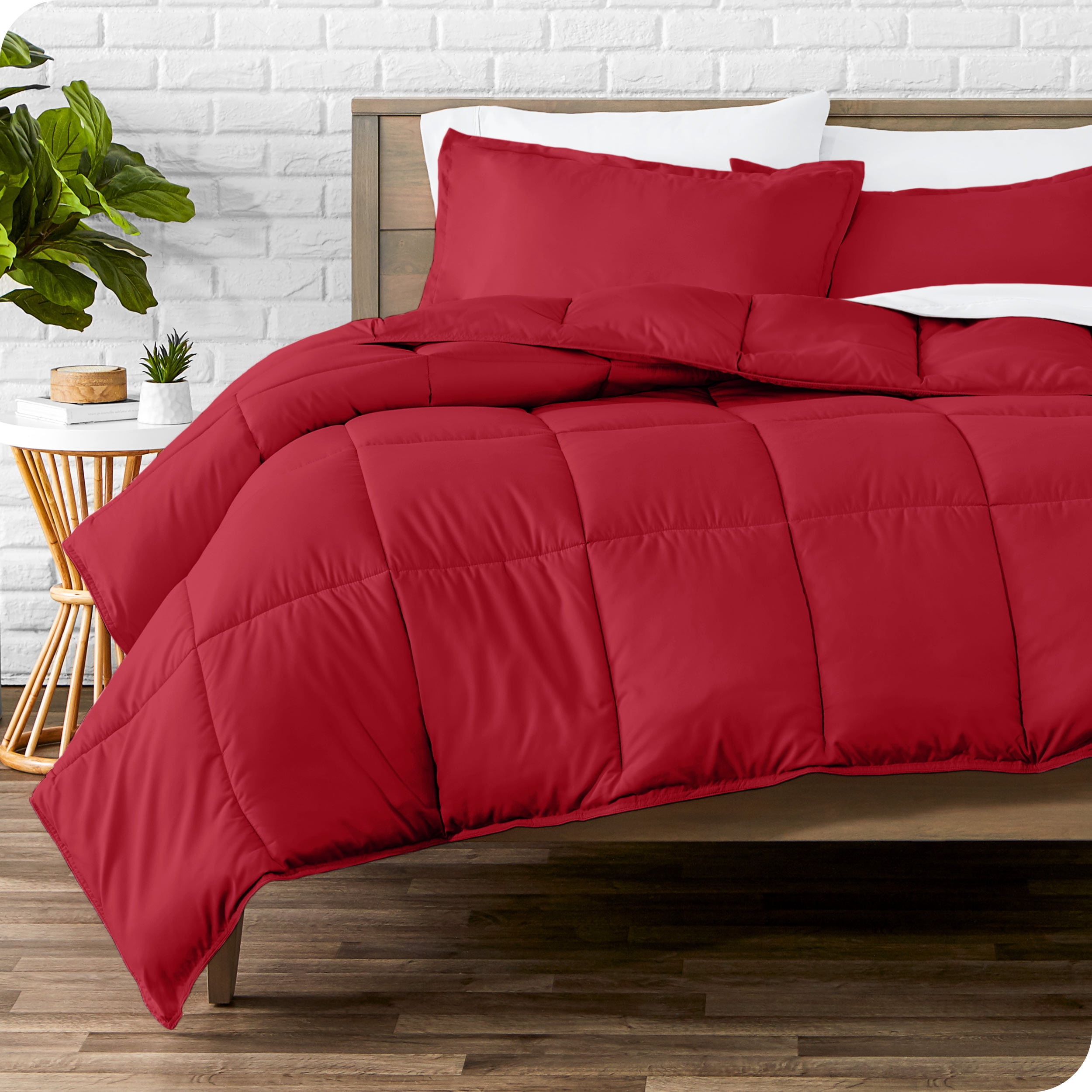 King Red Microfiber Down Alternative Comforter Set
