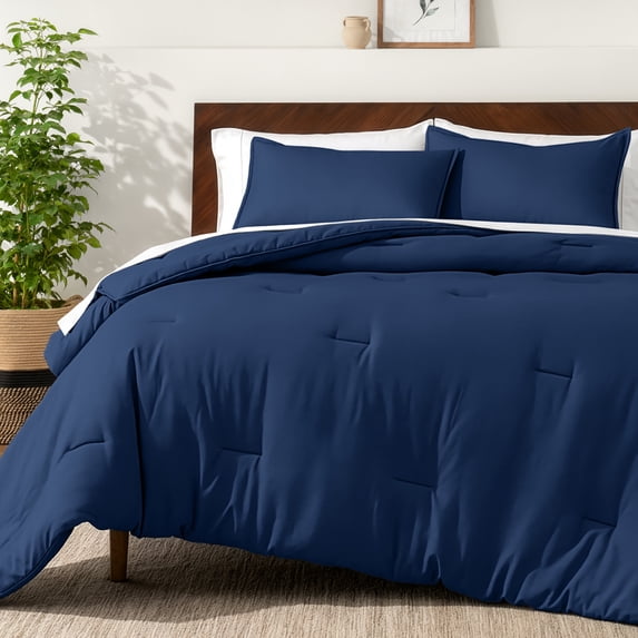 Bare Home Down Alternative Comforter Set - 3-Pieces - All Seasons - King, Dark Blue