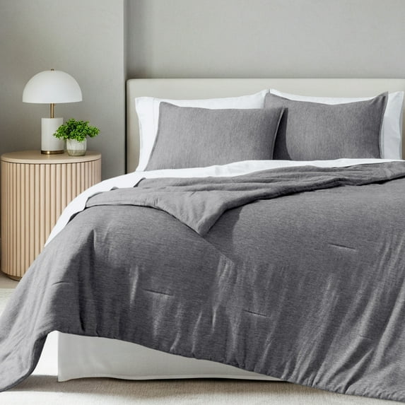 Bare Home Down Alternative Comforter Set - 3-Pieces - All Seasons - King, Heather Charcoal