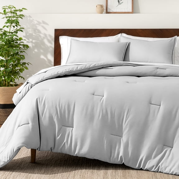 Bare Home Down Alternative Comforter Set - 3-Pieces - All Seasons - Oversized King, Cloud Gray