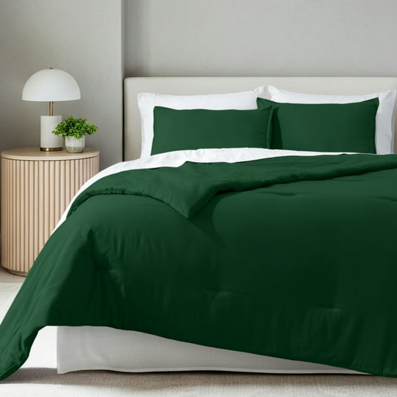 Bare Home Down Alternative Comforter Set - 3-Pieces - All Seasons - Oversized King, Forest Green