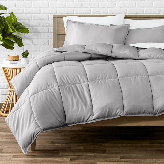 Bare Home Down Alternative Comforter Set - 3-Pieces - All Seasons - Oversized King, Light Gray