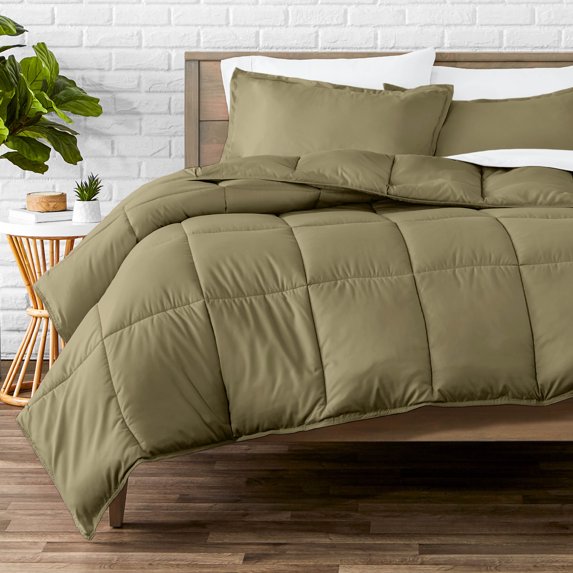 Bare Home Down Alternative Comforter Set - 3-Pieces - All Seasons - Oversized Queen, Olive