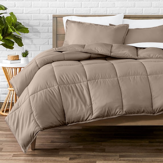 Bare Home Down Alternative Comforter Set - 3-Pieces - All Seasons - Oversized Queen, Taupe