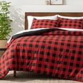 thumbnail image 1 of Bare Home Down Alternative Comforter Set - 3-Pieces - All Seasons - Queen, Buffalo Plaid - Red/Black, 1 of 8