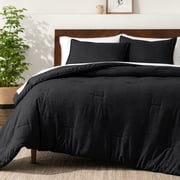 Bare Home Down Alternative Comforter Set - 3-Pieces - All Seasons - Queen, Heather Black