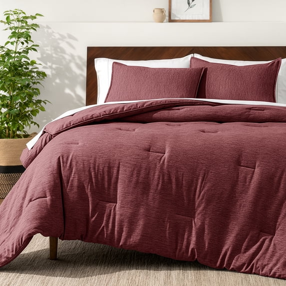 Bare Home Down Alternative Comforter Set - 3-Pieces - All Seasons - Queen, Heather Rose