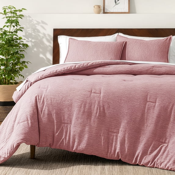 Bare Home Down Alternative Comforter Set - 3-Pieces - All Seasons - Queen, Heather Rosewood