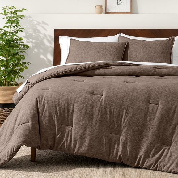 Bare Home Down Alternative Comforter Set - 3-Pieces - All Seasons - Queen, Heather Taupe