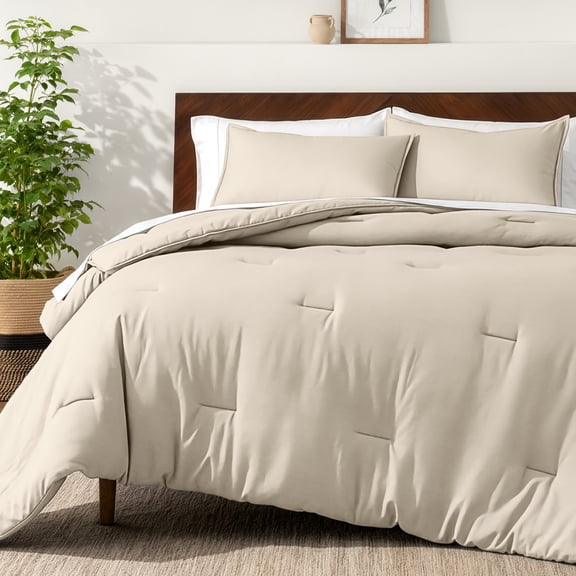 Bare Home Down Alternative Comforter Set - 3-Pieces - All Seasons - Queen, Sand