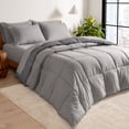 thumbnail image 1 of Bare Home 5-Piece Reversible Bed-in-a-Bag - Premium 1800 Collection - Full, Light Gray/Gray Comforter with Light Gray Sheet Set, 1 of 10