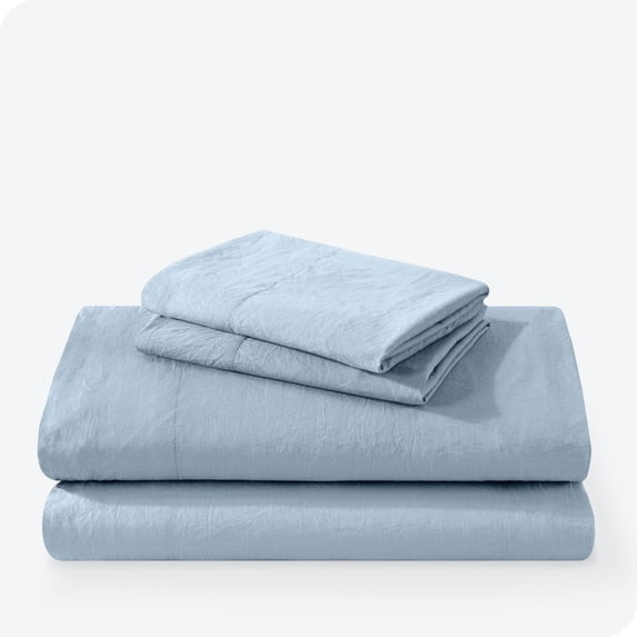 Bare Home Dusty Blue Sandwashed Microfiber Sheet Set, Wrinkle Resistant, Deep Pocket, Full