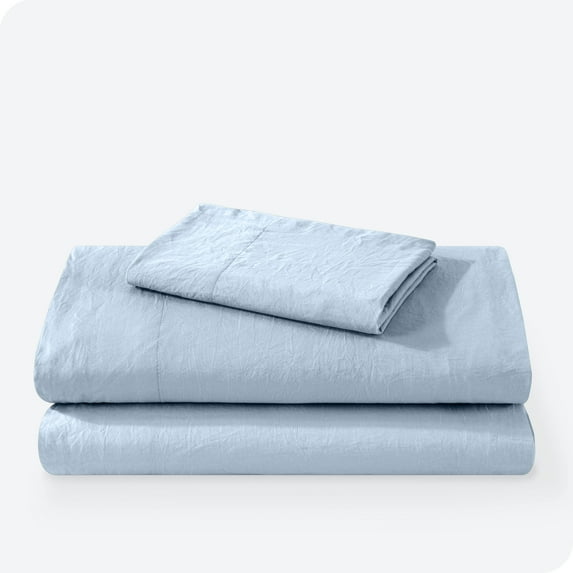 Bare Home Dusty Blue Sandwashed Microfiber Sheet Set, Wrinkle Resistant, Deep Pocket, Twin XL