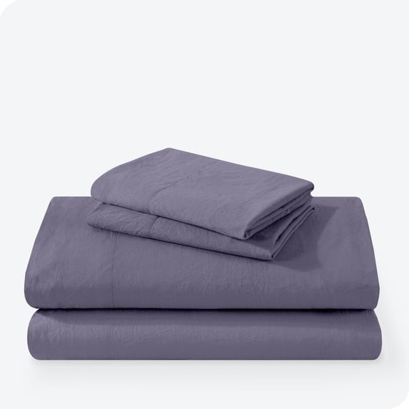 Bare Home Dusty Purple Sandwashed Microfiber Sheet Set, Wrinkle Resistant, Deep Pocket, Queen