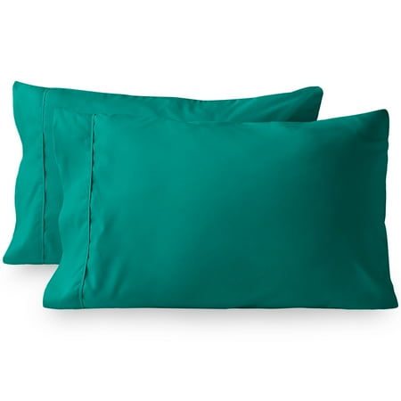 Bare Home Premium 1800 Ultra-Soft Microfiber Pillowcase Set - Double Brushed - Hypoallergenic - Wrinkle Resistant (Standard Pillowcase Set of 2, Emerald)