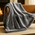 thumbnail image 1 of Bare Home Faux Fur Blanket - 47" x 60" - Ultra Soft Fleece - Throw, Variegated Gray, 1 of 8