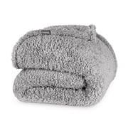 Bare Home Faux Shearling Blanket - Dual Layer - Fluffy & Soft - Lightweight - Full/Queen, Light Gray