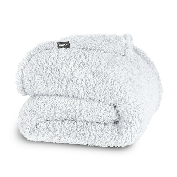 Bare Home Faux Shearling Blanket - Dual Layer - Fluffy & Soft - Lightweight - Full/Queen, White