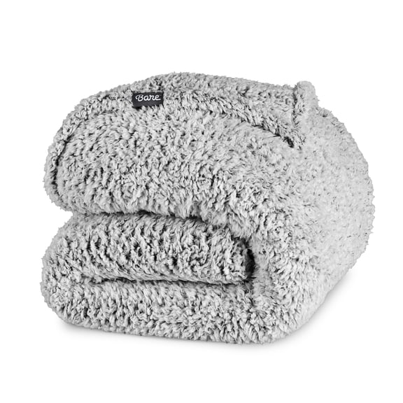 Bare Home Faux Shearling Blanket - Fluffy & Soft - Lightweight - Full/Queen, Gray - Tipped