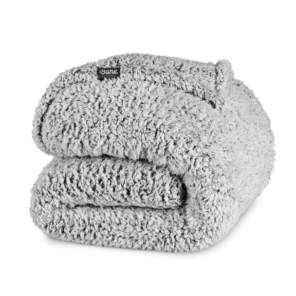 Bare Home Faux Shearling Blanket - Fluffy & Soft - Lightweight - King, Gray - Tipped