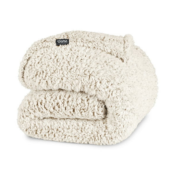 Bare Home Faux Shearling Blanket - Fluffy & Soft - Lightweight - King, Oyster - Tipped