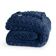 thumbnail image 1 of Bare Home Faux Shearling Blanket - Fluffy & Soft - Lightweight - Throw/Travel, Dark Blue - Cable, 1 of 5