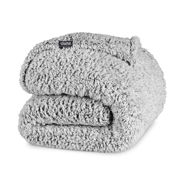 Bare Home Faux Shearling Blanket - Fluffy & Soft - Lightweight - Twin/Twin XL, Gray - Tipped