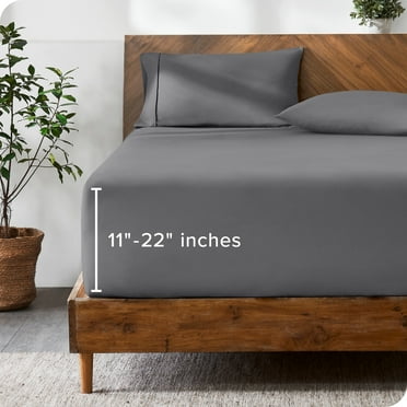 Bare Home Fitted Sheet - 22" Extra Deep Pocket - Premium 1800 Collection - Cal King, Gray