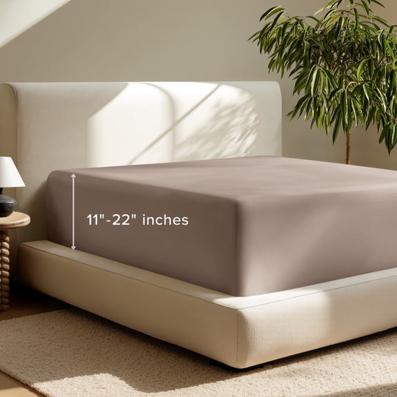 Bare Home Fitted Sheet - 22" Extra Deep Pocket - Premium 1800 Collection - Cal King, Taupe