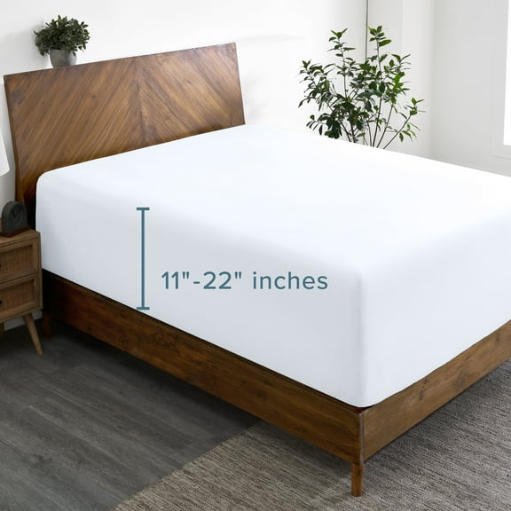 Bare Home Fitted Sheet - 22" Extra Deep Pocket - Premium 1800 Collection - Full, White