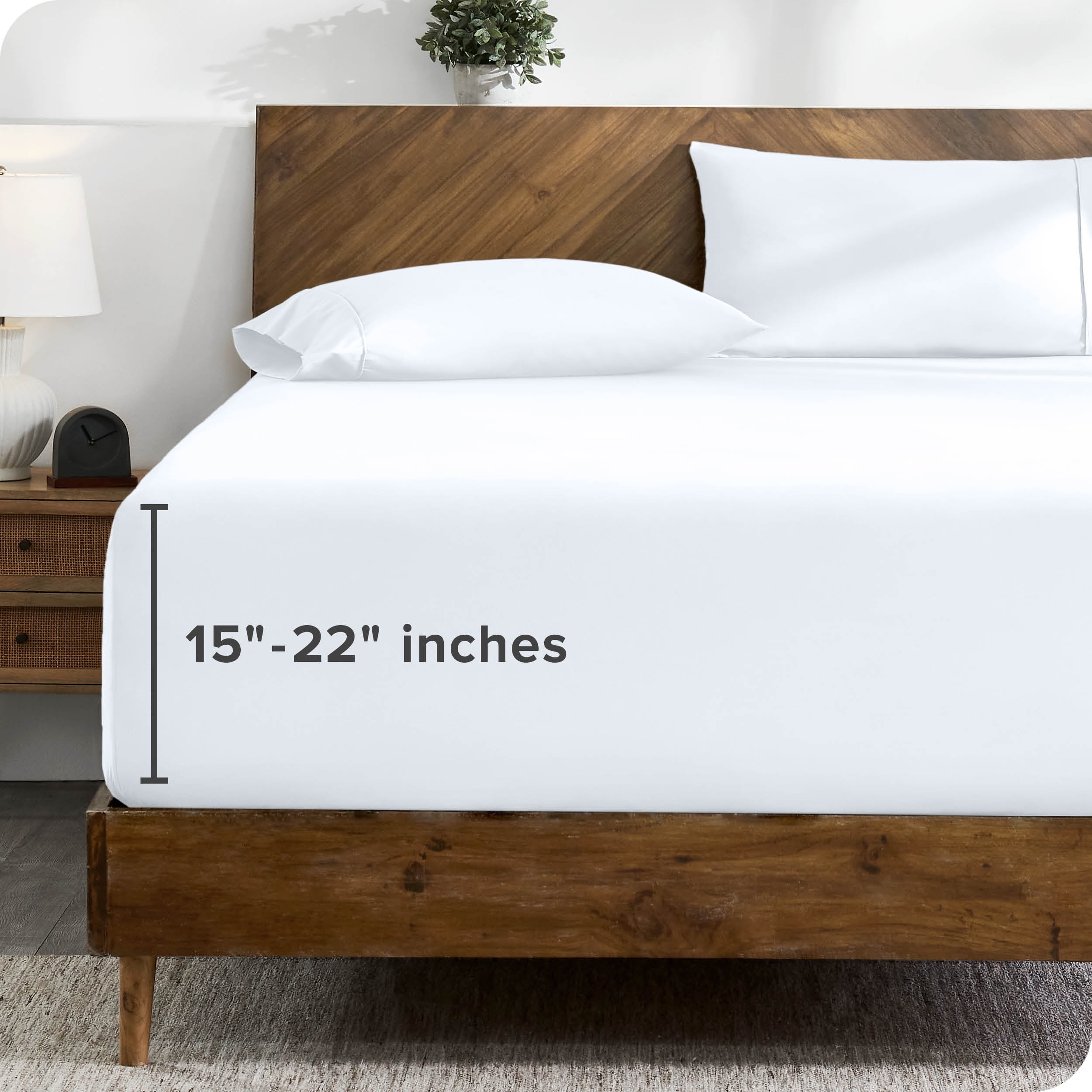 Bare Home Fitted Sheet - 22" Extra Deep Pocket - Premium 1800 Collection - Queen, White