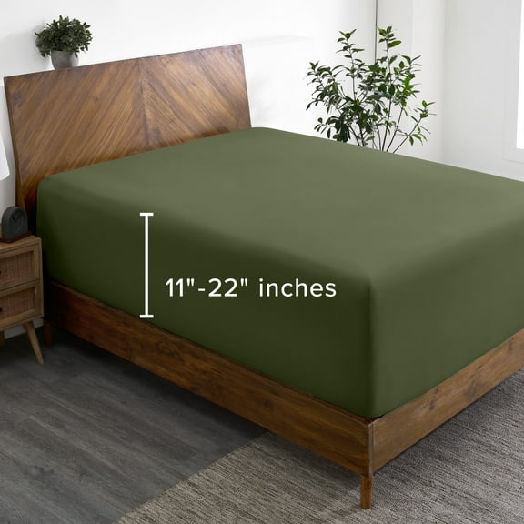 Bare Home Fitted Sheet - 22" Extra Deep Pocket - Premium 1800 Collection - Twin-XL, Cypress