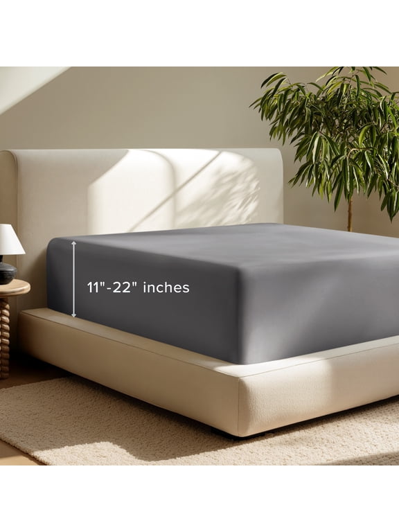 Fitted Sheet - 22" Extra Deep Pocket - Premium 1800 Collection - Twin-XL, Gray