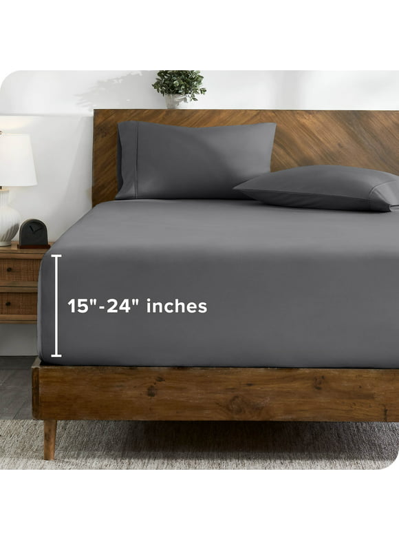 Bare Home Fitted Sheet - 24" Extra Deep Pocket - Premium 1800 Collection - Queen, 24" Pocket, Gray