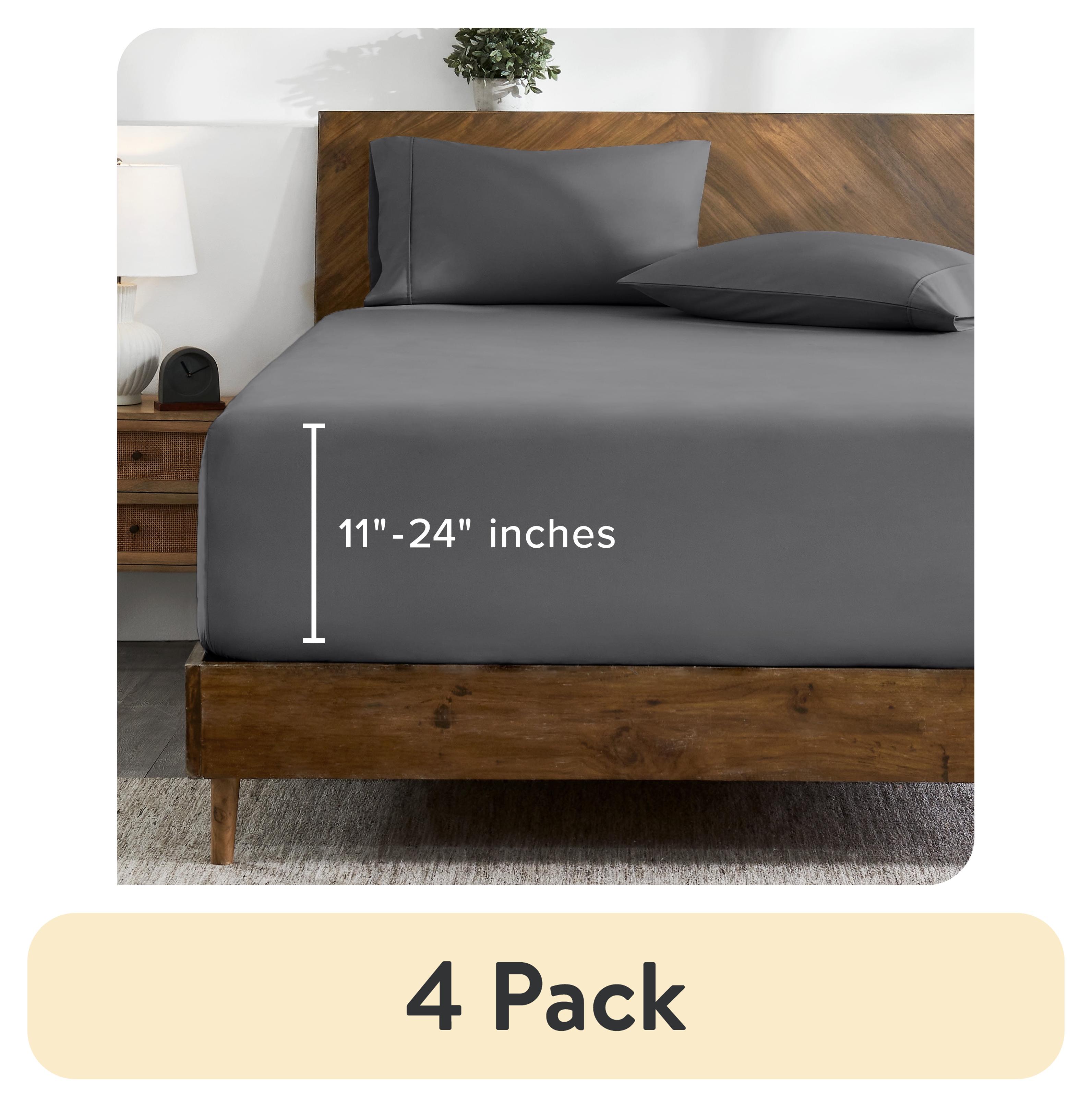 (4 pack) Bare Home Fitted Sheet 24" Extra Deep Pocket Premium 1800