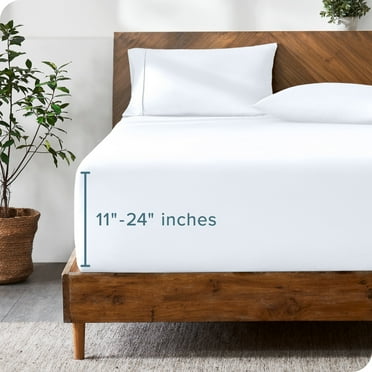 Bare Home Fitted Sheet - 24" Extra Deep Pocket - Premium 1800 Collection - Queen, White