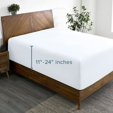 Bare Home Fitted Sheet - 24" Extra Deep Pocket - Premium 1800 Collection - Queen, White